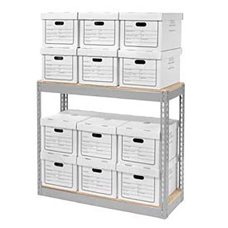 GLOBAL INDUSTRIAL Record Storage With Boxes 42W x 15D x 36H, Gray B2297947